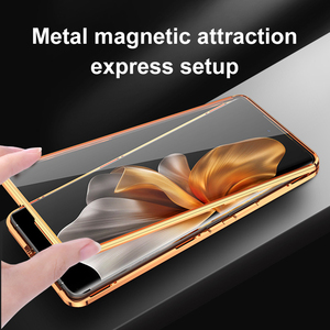 Recién llegado, funda de teléfono con marco de metal magnético de doble cara fuerte de cuero vegano, protector de pantalla 360 para <span class=keywords><strong>honor</strong></span> 60pro/100 pro <span class=keywords><strong>80</strong></span> <span class=keywords><strong>se</strong></span> - Product Image 5
