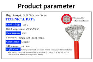 <span class=keywords><strong>Cable</strong></span> Eléctrico de Silicona de Cobre Estañado Simple con Aislamiento de Alta Temperatura, <span class=keywords><strong>Calibre</strong></span> 2 4 6 <span class=keywords><strong>10</strong></span> 12 14 AWG, <span class=keywords><strong>Cable</strong></span> de Silicona Flexible para Calefacción - Product Image 2