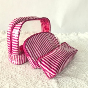 Custom New Trend Printed Striped Clear PVC Makeup <b>Bag</b> <b>Women</b> Zipper Travel <b>Toiletry</b> Vinyl Coated PVC Cosmetic Organizer Pouch <b>Bag</b> - Product Image 3