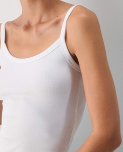 OEM New Fashion <strong>White</strong> Women <strong>Camisole</strong> Round Neck Solid Color Slim Fit Women Tops Rib Knitted Fabric <strong>Camisole</strong> - Product Image 5