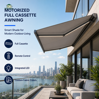 Auvent en alliage d'aluminium à cassette intégrale, éclairage LED, imperméable, protection UV, toile pare-soleil pour villa et patio, directement de l'usine