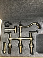 Robinet de cuisine et salle de bain en cuivre chromé à quatre trous, 8 pouces, double poignée, moderne et minimaliste, avec douchette en céramique 3841