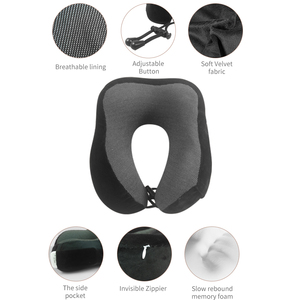 Oreiller de voyage en mousse à mémoire de forme personnalisé, oreiller de vol réglable, oreillers de voyage portables avec <span class=keywords><strong>masque</strong></span> pour les yeux pour avions - Product Image 4