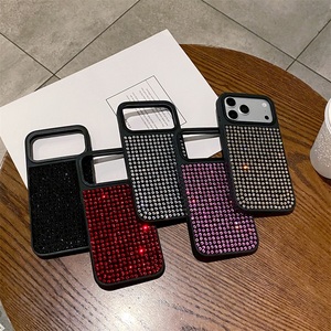 Étui élégant en diamant noir pour <span class=keywords><strong>iPhone</strong></span> 15 14 Pro, coque en PC entièrement ornée de strass pour soirée de gala, accessoire de luxe de boutique - Product Image 1