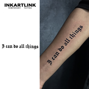 Della durata di 2 settimane di piccole dimensioni Lettering citazione nero organico Jagua inchiostro temporaneo <span class=keywords><strong>a</strong></span> base di erbe Semi permanente del <span class=keywords><strong>tatuaggio</strong></span> adesivi - Product Image 5