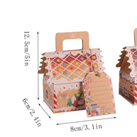 Boîte à biscuits en forme de maison de pain d'épices de Noël de style européen, petite boîte à bonbons, emballage en papier kraft de Noël, boîte cadeau en papier, vente en gros