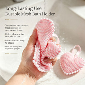 Sac à savon 3D en nylon maillé épaissi, forme nuage et cœur, avec fermeture sécurisée pour le bain – Vente chaude - Product Image 5