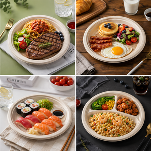 Platos Desechables Biodegradables de <span class=keywords><strong>Bagazo</strong></span> de Caña, Platos Compostables Resistentes para Fiestas y Catering - Product Image 5