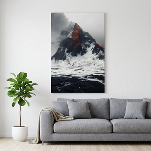Impression murale <span class=keywords><strong>Paysage</strong></span> <span class=keywords><strong>Montagne</strong></span> Enneigée, Sommets <span class=keywords><strong>en</strong></span> Haute <span class=keywords><strong>Montagne</strong></span>, Toile Écologique pour Décoration et Scénographie - Product Image 1