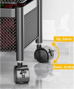 Home and Kitchen Floor-Standing Metal Fruit Vegetable Rotating <strong>Square</strong> Storage Racks Organizer <strong>Shelf</strong> with Wheels Vulcanus - Product Image 4
