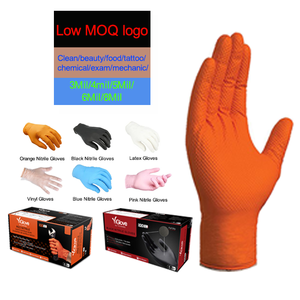 6 8 9 10 Mil Naranja Negro Verde Automotriz Industrial Mecánico Trabajo Heavy Duty Diamante Texturizado Seguridad Guantes de nitrilo - Product Image 2