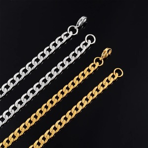 Chaîne Figaro en acier inoxydable inaltérable, collier plaqué or 18 carats, maillons argentés 4-11,5 mm, bijoux pour hommes, femmes et garçons - Product Image 2