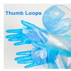 120x195cm dùng một lần CPE áo choàng nhựa 30g 40g 50g nhựa tạp dề áo choàng với vòng lặp ngón tay cái - Product Image 5