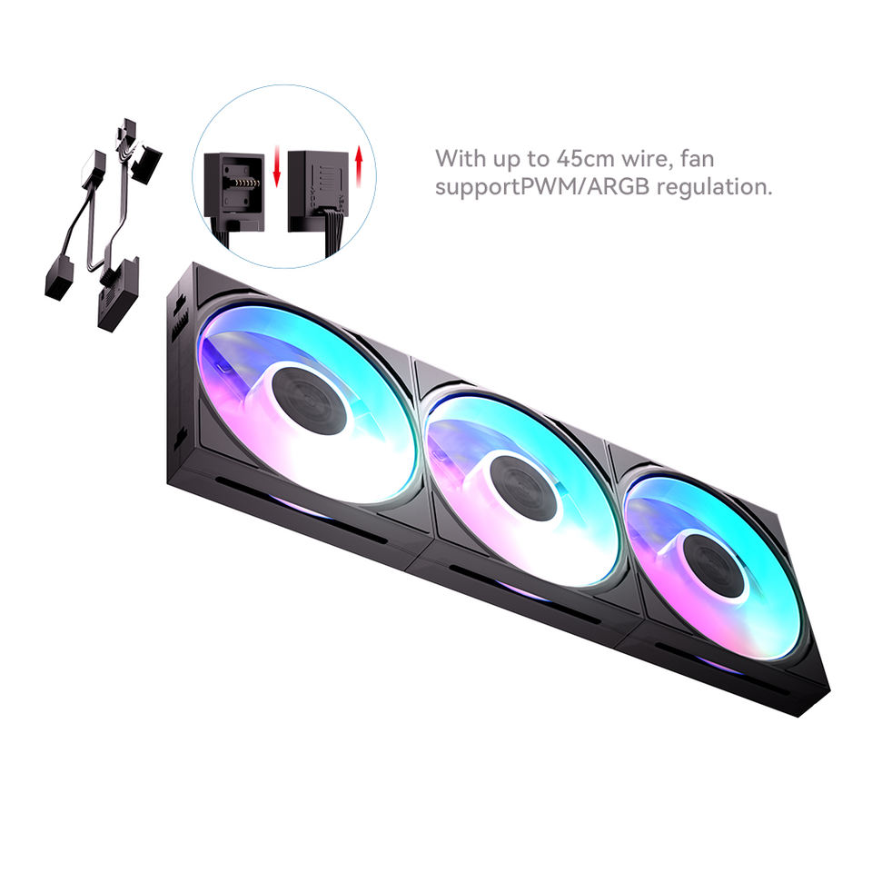 120mm ARGB PC Cooling Fan Modular Stackable RGB Case Fan PWM Silent ...