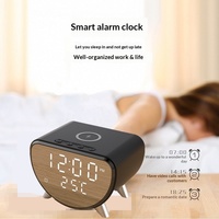Jam Alarm Meja Pengisi Daya Nirkabel All-in-one dengan Termometer dan Layar Digital, Pengisian Cepat 15W