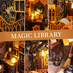 Kit de Bricolaje para Rincón de Lectura con Diseño de Biblioteca Mágica, con Luz LED, Diorama de Madera para Adultos - Product Image 5