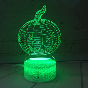 7 couleurs changeantes 3D fissure Lumière tête de citrouille Halloween 2 illusion visuelle LED <span class=keywords><strong>lampe</strong></span> créatif figurine jouet De Noël - Product Image 6
