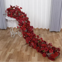 Décoration de table de mariage en gros : Centres de table floraux, boules de fleurs en soie rose bordeaux, chemins de table floraux