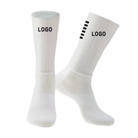 Chaussettes de sport cyclisme avec logo sous le pied, antidérapantes en silicone, ligne blanche, pour jeunes, course à pied, aérodynamiques