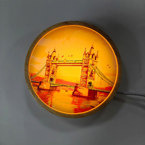 Veilleuse LED en bois alimentée par USB avec interrupteur à bouton, support de sublimation vierge en PET, impression personnalisée DIY, cadeau personnalisé, blanc chaud, 7 couleurs - Product Image 2
