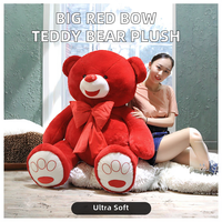 Ours en peluche géant très vendu, ours en peluche rouge avec un grand nœud, poupée câline, cadeau d'anniversaire pour enfants, type cochon