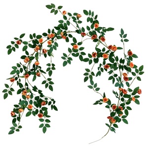 Guirlande de roses artificielles Qingyu Chronicle, feuilles roses et vertes, pour décoration murale, plafond, cour, 180 cm - Product Image 5
