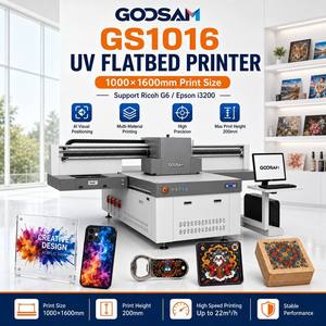 1016 UV Flatbed <b>Printer</b> 100x160cm Dual Head <b>White</b> Ink I3200 Acrylic Glass Metal Wood Leather PVC Digital Printing Machine - Product Image 1