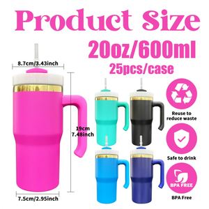 Gobelet isotherme 20 oz plaqué or avec logo personnalisé sous le miroir, avec poignée, couvercles et pailles, pour enfants - Product Image 2