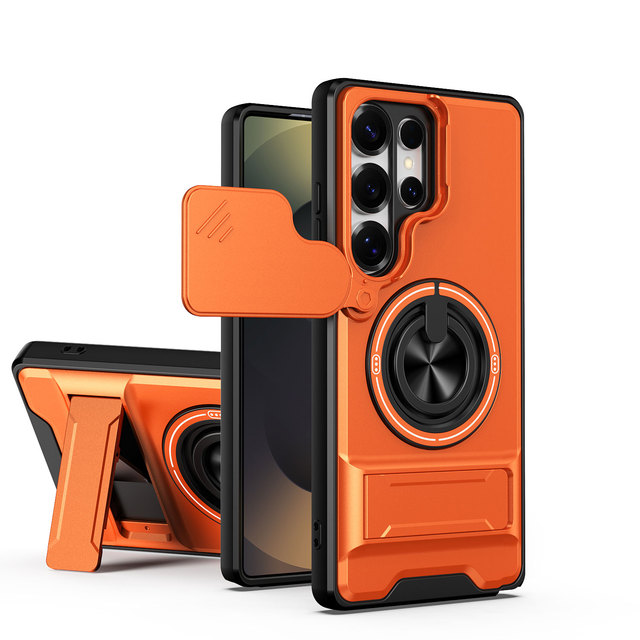 Newest Camera Lens Protector Rotation Bracket Armor Slide Cap Shockproof TPU Magnetic Ring Luxury Design for S25 Phone Case