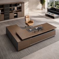 Bureau de direction moderne convertible et extensible OEM d'usine avec armoire latérale, finition bois grainé, bureau commercial de luxe