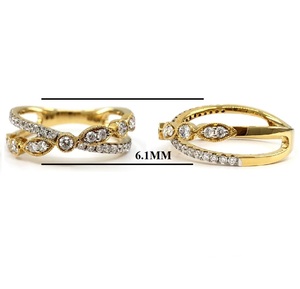 Wholesale Great Offer Top Quality Fine Jewelry 18k Solid Yellow Gold Natural Diamond Cross Trendy Half Way Wedding Ring for Lady - Product Image 2