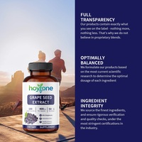 Extrait de pépins de raisin en marque blanche OEM, formule puissante 50:1, 95% de polyphénols, antioxydant, soutien immunitaire, capsules sans gluten pour adultes