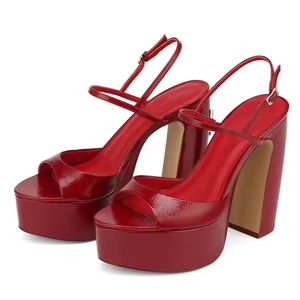 Designer Women's Shoes Chunky <b>Heeled</b> Sandals Fashion Open Square Toe Sexy <b>Heeled</b> Sandals Women Dress Shoes Ankle Strap Pumps - Product Image 4