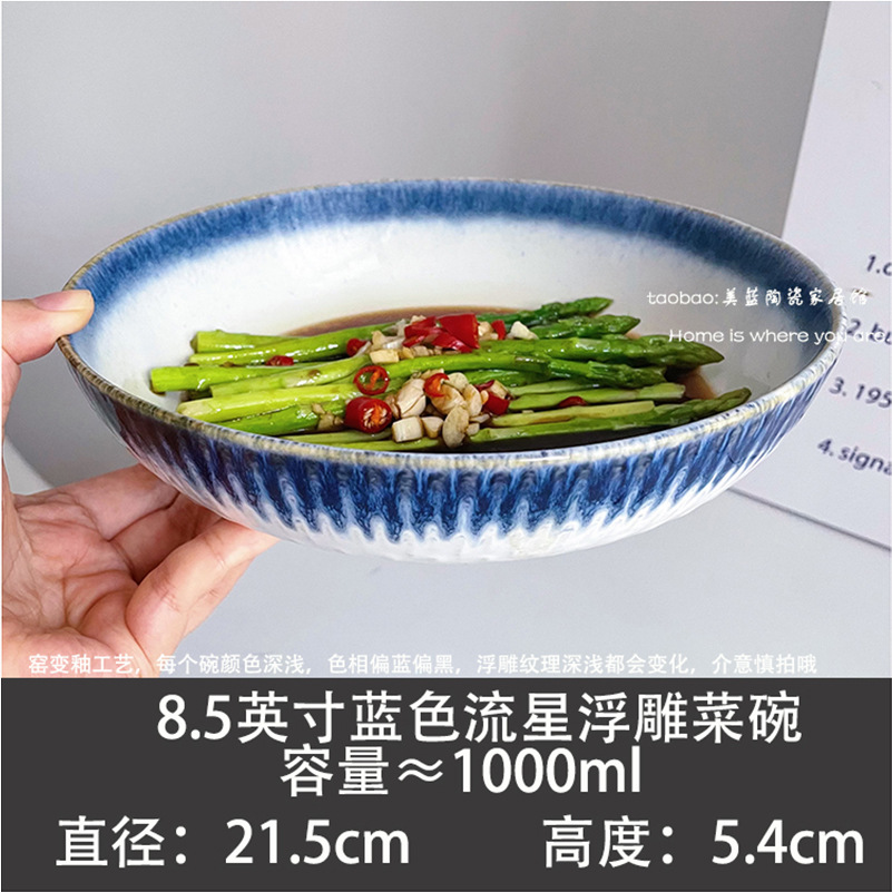 8.5 inch blue meteor relief dish bowl