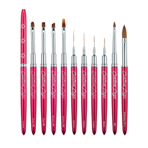 Mango <span class=keywords><strong>de</strong></span> metal degradado Muliti tipo Oval Poly Gel Nail Thin Liner Art 3D Brush Set Pure Kolinsky Acrylic Nail Brush - Product Image 5