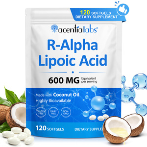 Acentiallabs 120 Softgel 600 mg Acido R-Alfa Lipoico in Capsule con Olio di Cocco Senza Glutine per Supporto Energetico e Cognitivo - Product Image 1