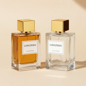 Eco Luxury 30 50 100ml Square Clear Matte Glass Perfume <b>Bottles</b> with Gold Cap for Custom Branding - Product Image 3