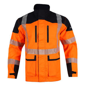 Nueva Chaqueta de Trabajo Ignífuga con Protección Contra Arco Eléctrico, Color Rojo Anaranjado, Corte Regular, Ropa de Seguridad de Alta Visibilidad para Uso Industrial - Product Image 1