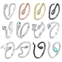 Vente en gros ensemble de bagues serpent 925 argent garçon Vintage ouvert Animal fin minimaliste été femmes plaqué or Hip Hop anneaux réglables