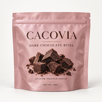 Sachet d'emballage personnalisé pour morceaux de chocolat noir, pochette refermable à fermeture éclair pour bonbons avec impression personnalisée