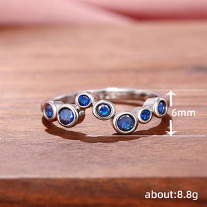 Anello Q088 in Argento 925 con Gemme Blu, Montatura a Castone, Unisex per Uso Quotidiano - Product Image 5