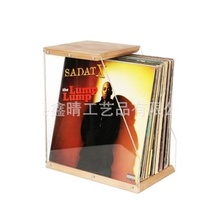 Wooden Vinyl <b>Record</b> <b>Storage</b> Rack With Acrylic Front Holds 40 Plus <b>Records</b> For Living Room Or Desktop Use - Product Image 5
