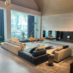 Sofá interior Juego de muebles italianos Sofá moderno de lujo 7 9 12 plazas Sofá modular en forma de L Sofá de cuero Seccional de esquina - Product Image 6