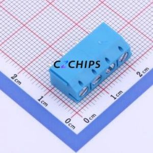 DB301V-5.0-4P-BU-S Screw Terminal Block P=5mm Connector ( Construction: 1x4P )( Pitch: 5mm )( Color: Blue ) - Product Image 1