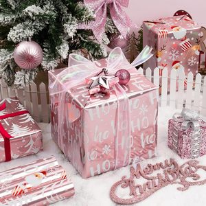 Papel de regalo navideño con diseño de ciervo de dibujos animados recubierto de aluminio, gnomo, Papá Noel y copo de nieve, disponible en varios colores. - Product Image 1