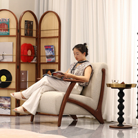 Fauteuil de détente en bois massif, fauteuil d'appoint rembourré, siège de salon moderne pour salon, hôtel