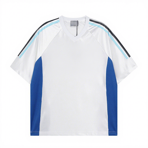 Maillot d'été unisexe tendance à manches courtes, imprimé personnalisé, respirant, séchage rapide, style vintage satiné brillant, col en V, pour la course - Product Image 1