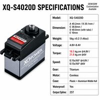 Servomoteur RC 20 kg à engrenages en titane, sans noyau, étanche, numérique, à couple élevé, pour robot, XQ-POWER XQ-S4020D, direct usine, 6,0 V