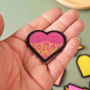 New Iron on Embroidered Black Edge Various Hot <b>pink</b> Heart Patch for Hat <b>Bag</b> Decoration - Product Image 3