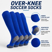 Chaussettes de sport de football pour femmes, montantes au-dessus du genou, avec bord côtelé, talon et bout renforcés, en maille, pour équipes sportives, OEM en gros